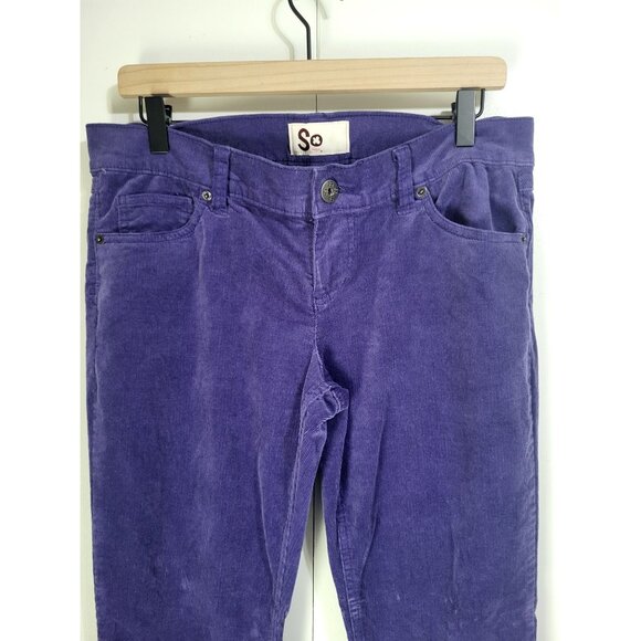 SO Kohls Purple Corduroy Pants Juniors SZ 11 Low Rise Straight Leg Boho y2k - Picture 4 of 11